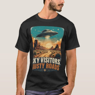 Camiseta Paisaje Retro del Desierto Occidental OVNI Vintage