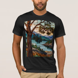 Camiseta paisaje rústico de la cordillera vidrio de color 