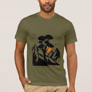 Camiseta Paisaje Serene Sunset con árbol Minimalista
