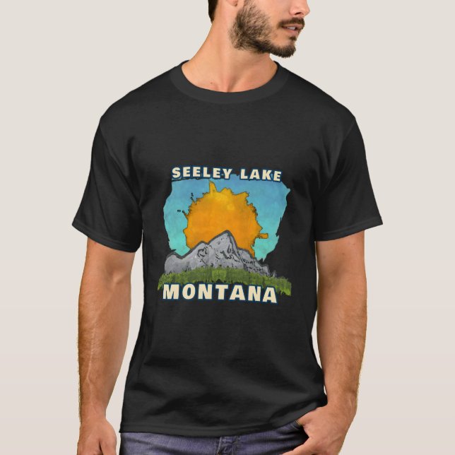 Camiseta Paisaje solar de la montaña Seeley Lake Montana (Anverso)