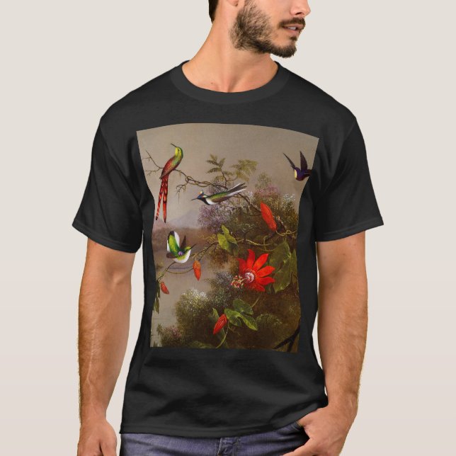 Camiseta Paisaje tropical con 10 Hummingbirds Heade (Anverso)