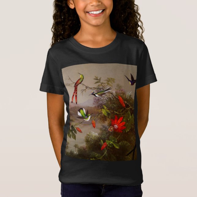 Camiseta Paisaje tropical con 10 Hummingbirds Heade (Anverso)