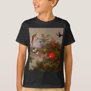 Camiseta Paisaje tropical con 10 Hummingbirds Heade