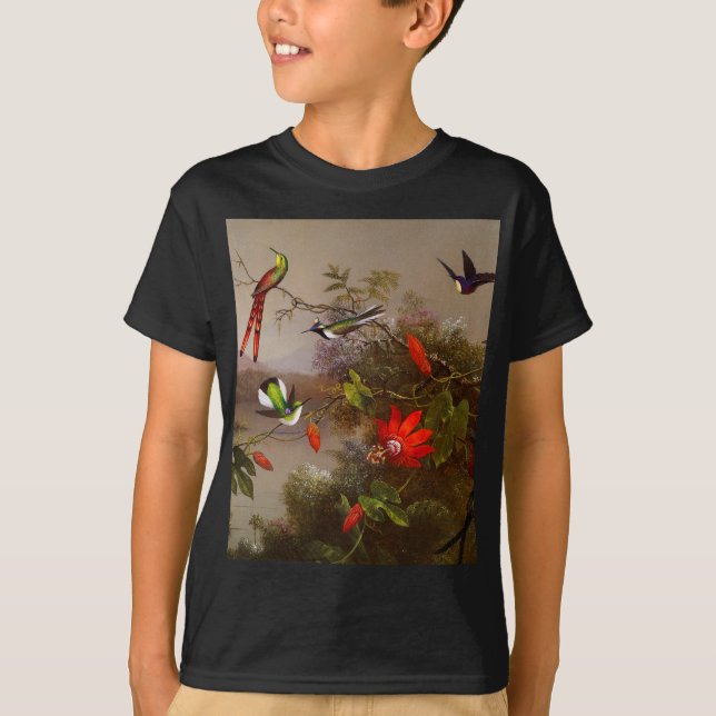 Camiseta Paisaje tropical con 10 Hummingbirds Heade (Anverso)