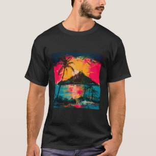 Camiseta Paisaje tropical oceánico Palm Trees Sun Estiloso 