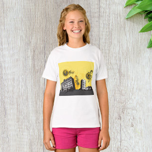 Camiseta Paisaje urbano amarillo y gris abstracto retro