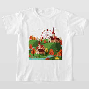 Camiseta Paisaje urbano con rueda de la fortuna