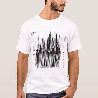 Camiseta Paisaje urbano Cyberpunk Código de barras Arte de 