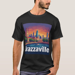 Camiseta Paisaje urbano de Brazzaville con catedral históri