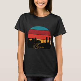 Camiseta Paisaje urbano de Tijuana Puesta de sol retro Viaj