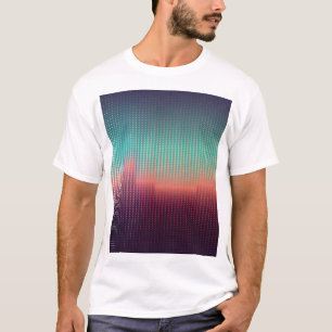 Camiseta Paisaje urbano digital, cuadrados coloridos.