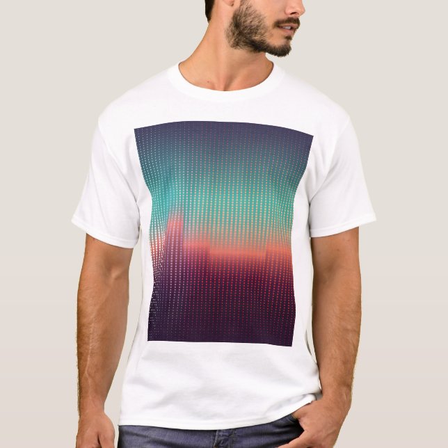 Camiseta Paisaje urbano digital, cuadrados coloridos. (Anverso)