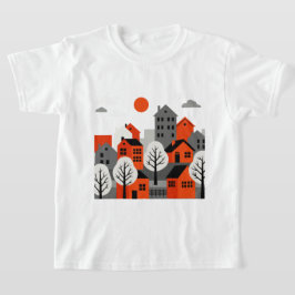 Camiseta Paisaje urbano en un estilo moderno y minimalista