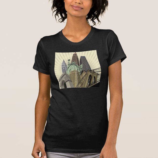 Camiseta Paisaje urbano estilizado estupendo NYC (Anverso)