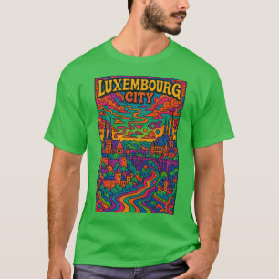 Camiseta Paisaje urbano psicodélico de la ciudad de Luembur