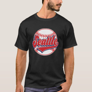 Camiseta Paisaje urbano vintage de Seattle jugador de béisb