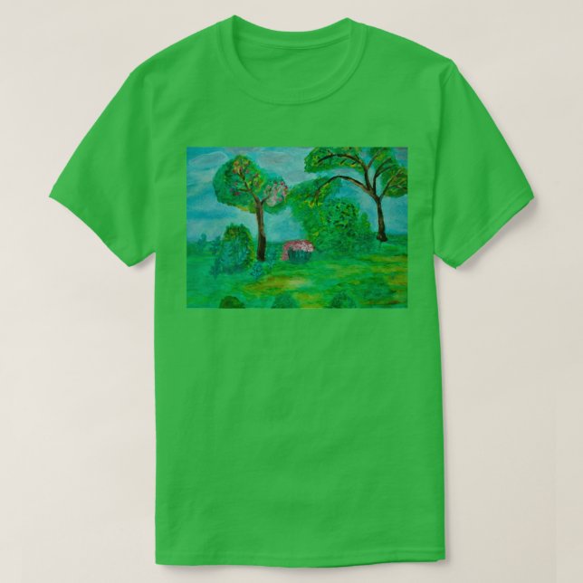 Camiseta Paisaje verde de árboles (Diseño del anverso)