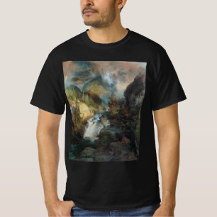 Camiseta Paisaje vintage de cascada en montañas de Moran
