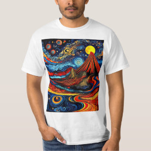 Camiseta Paisaje volcánico de noche