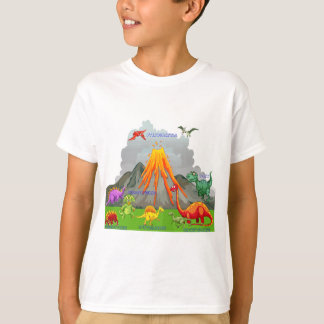 Camiseta paisajes prehistóricos dinosaurios volcanes montañ