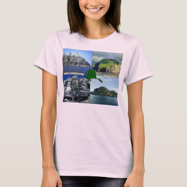 Camiseta Paisajes rocosos de mujeres colindantes de Alaska (Anverso)