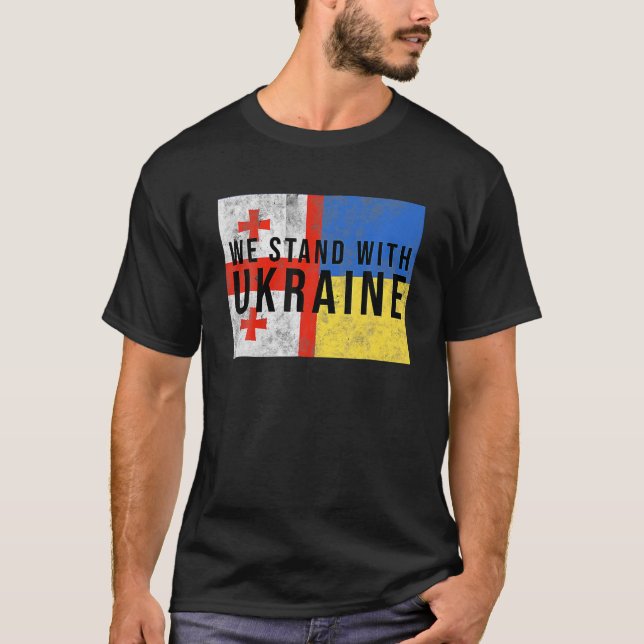 Camiseta Países amigos de la bandera de Ucrania en Georgia (Anverso)