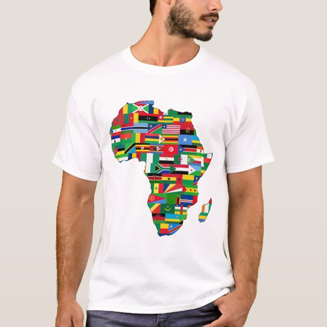 Camiseta Países del continente africano: Mapa de bandera de (Anverso)