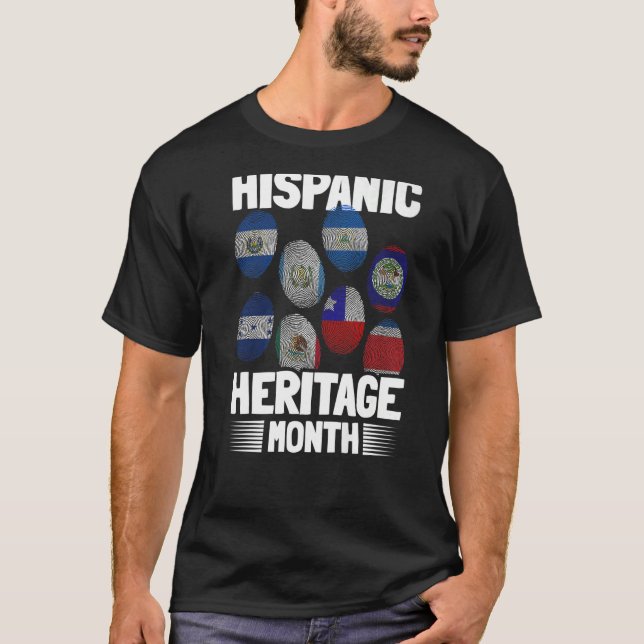 Camiseta Países latinos huellas digitales orgullo hispano h (Anverso)