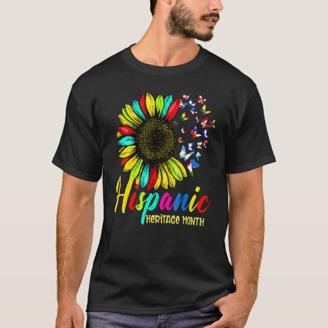 Camiseta Países latinos marcan herencia hispánica mariposa (Anverso)