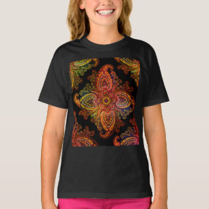 Camiseta Paisley Atemporal Multicolor sobre Negro