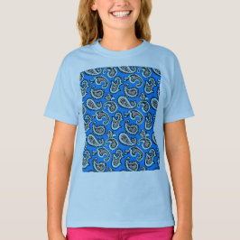 Camiseta Paisley Atemporal sobre Fondo Azul