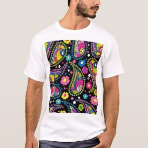 Camiseta Paisley de estilo tribal, patrón étnico sin fisura