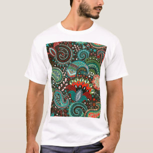 Camiseta Paisley floral: elementos de patrón sin fisuras.