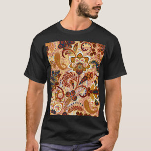 Camiseta Paisley indio: Marrón de cosecha floral
