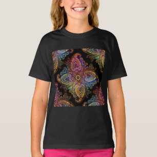 Camiseta Paisley Multicolor de Molinete sobre Negro