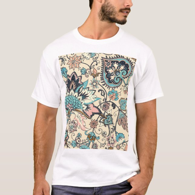 Camiseta Paisley Oriental: Elegancia Textil Estilizada. (Anverso)