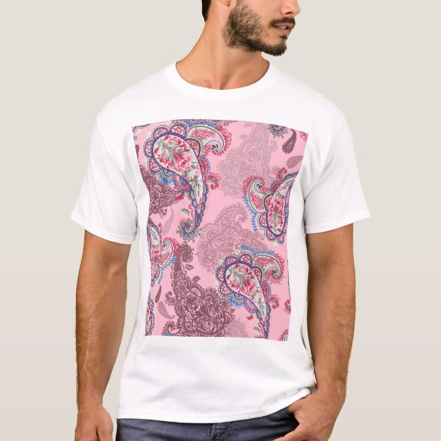 Camiseta Paisley Pastel, patata tradicional sin costura (Anverso)
