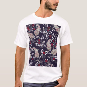 Camiseta Paisley tradicional india, patrón sin fisuras.