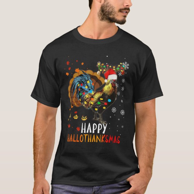 Camiseta Paja, Navidades de la familia Chicken Happy Hallot (Anverso)