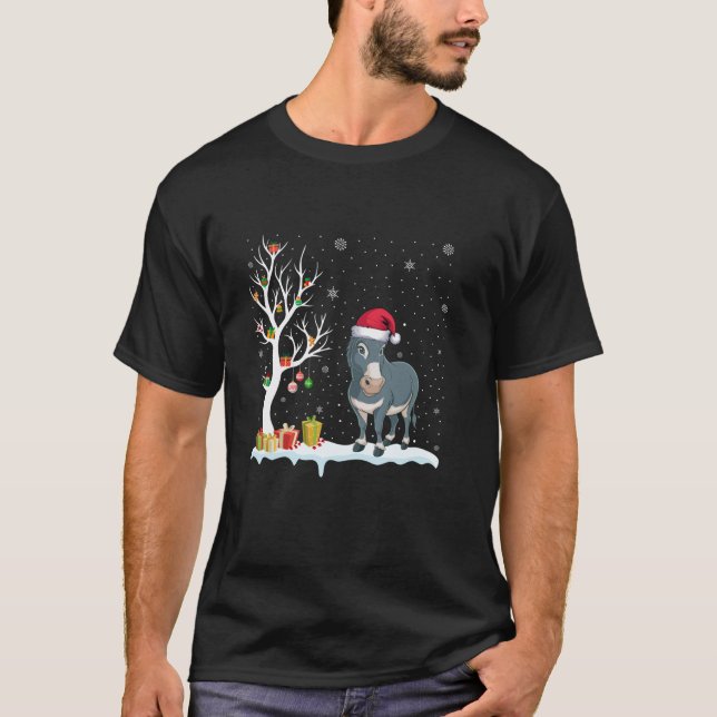 Camiseta Paja Navidades de luz de árbol festivo Donkey Sant (Anverso)