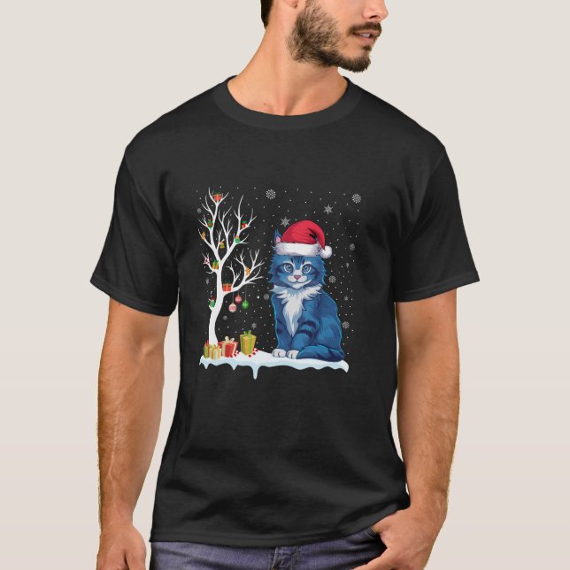 Camiseta Paja Navidades de luz de árbol festivo Kitten Sant (Anverso)