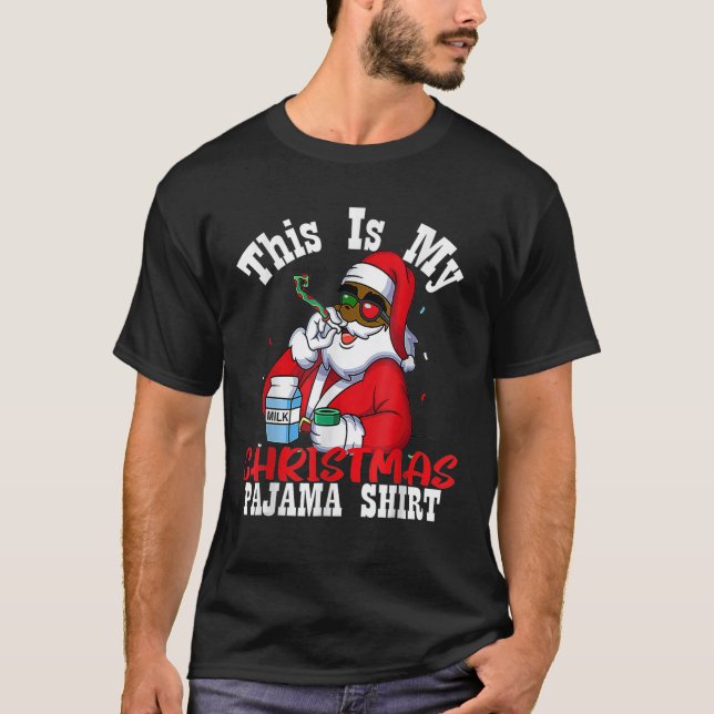 Camiseta Pajam Navidades de Papá Noel afroamericano (Anverso)