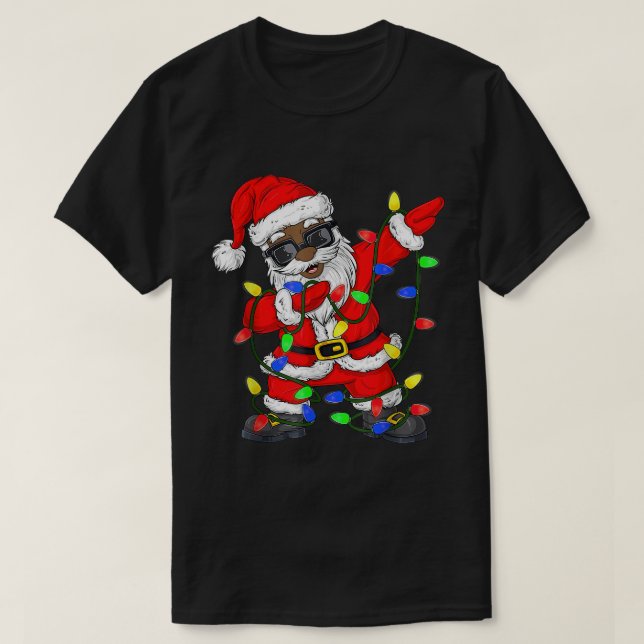 Camiseta Pajam Navidades de Papá Noel afroamericano (Diseño del anverso)