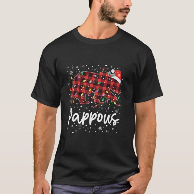 Camiseta Pajama Merry Xmas Navidades Pappis Oso Red Plaid (Anverso)