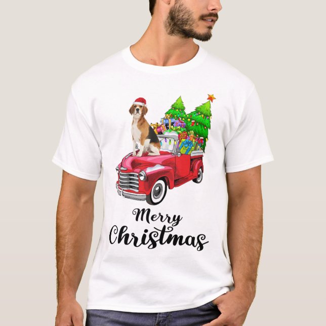 Camiseta Pajama, Navidades de Camión Rojo de Beagle Ride (Anverso)