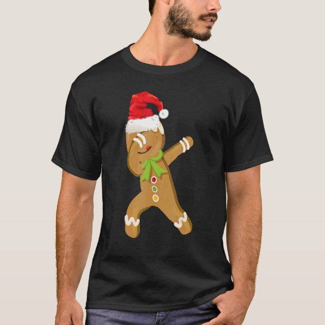 Camiseta Pajama Santa Hat Kid, Navidades de Dabbing Gingerb (Anverso)