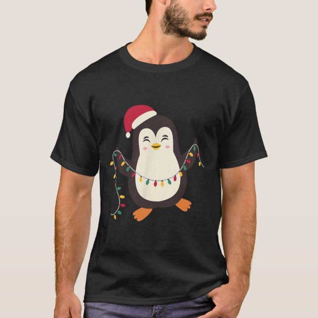 Camiseta Pajamas Cute Pingüinos Navidades de Navidad Santa  (Anverso)