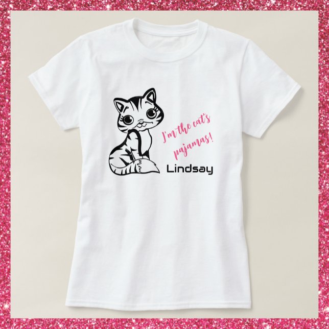 Camiseta Pajamas de gato lindo y rosado (Subido por el creador)