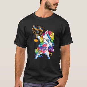 Camiseta Pajamas de la Chica de unicornio Hanukkah