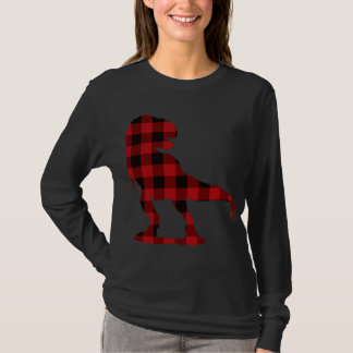 Camiseta Pajamas de T Rex Plaid Red Buffalo Dinosaur Navida